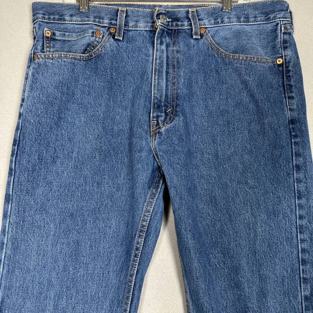 Levis 505 Jeans Mens 36X34 Blue Regular Straight Casual Denim Classic 5-Pocket